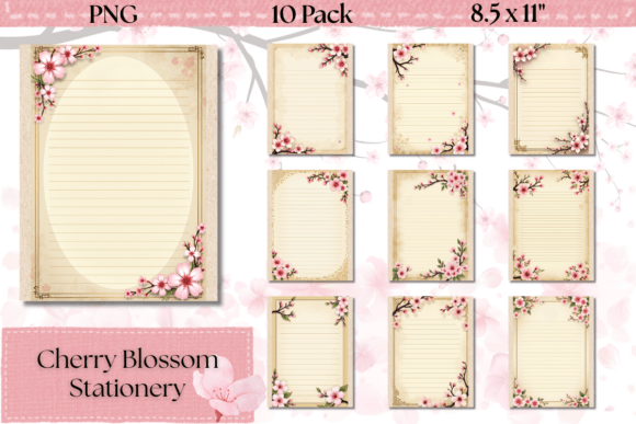 Download Cherry Blossom Stationery 10 Pack PNG - Premium Resources