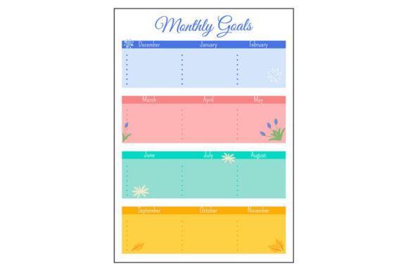 Download Monthly Goals Grid Creative Planner Page - Premium Bundle