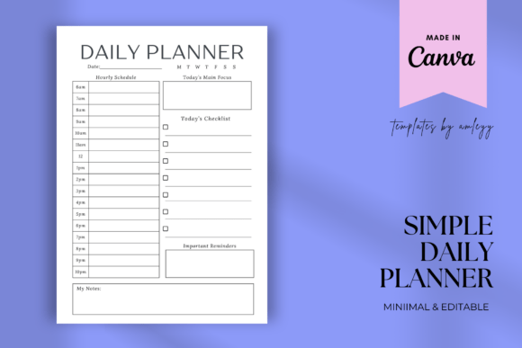 Download Simple Daily Planner Canva Template - Simple daily planner canva Collection