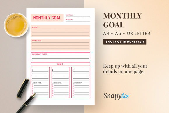 Download Monthly Goals Planner | Printable - Monthly goals Collection