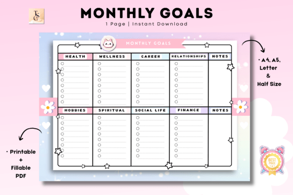 Download Monthly Goals Printable - Premium Bundle