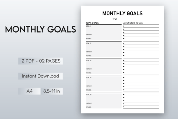 Download Monthly Goals Planner Printable - Premium Resources